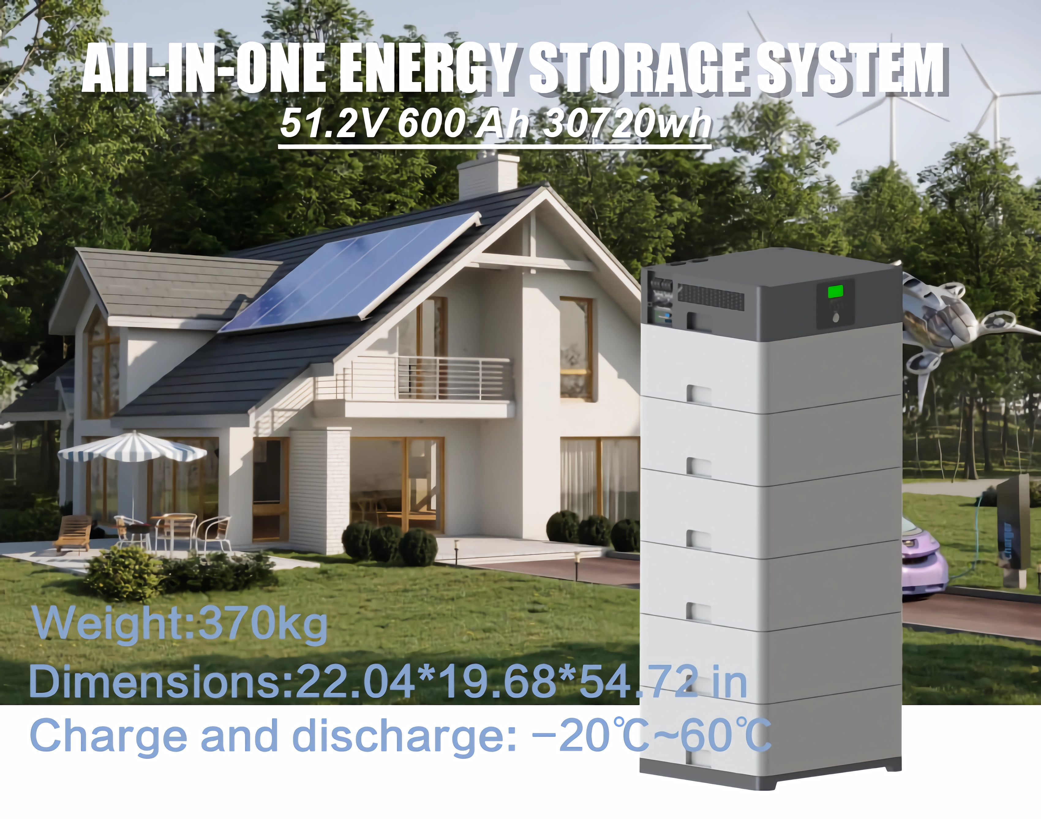 OEM Stackable Power Wall 51.2V 600Ah 30Kwh Lifepo4 Battery Home Energy Storage Battery